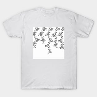 Grey Leaves pattern. Grey. white. leaves. T-Shirt